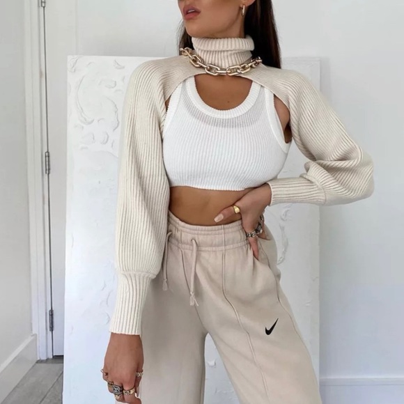 Top Shop+Turtle neck++Sleeves+Sweater+Shrug - Picture 3 of 5